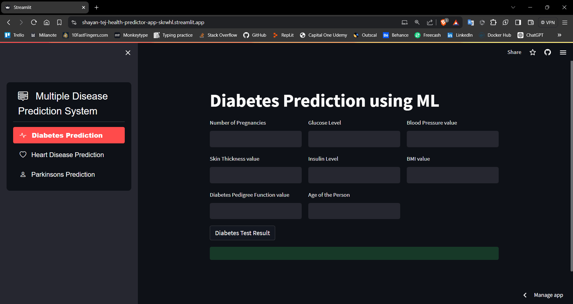 Health Predictor Web App